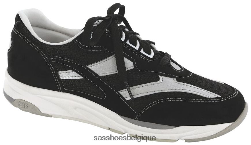femmes énergique Noir argent SAS baskets à lacets en mesh tour VF6ZVJ296