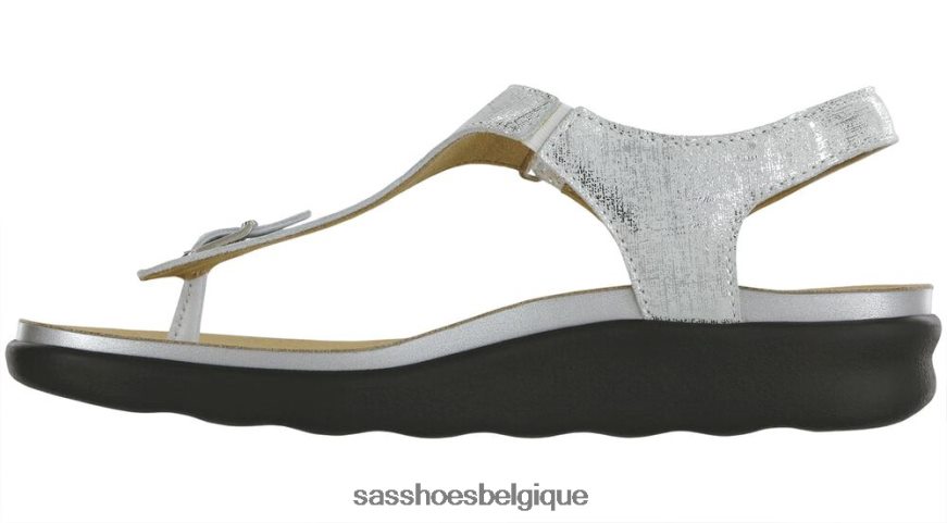 femmes polyvalent argent brillant SAS sandale à bride en T Marina VF6ZVJ144