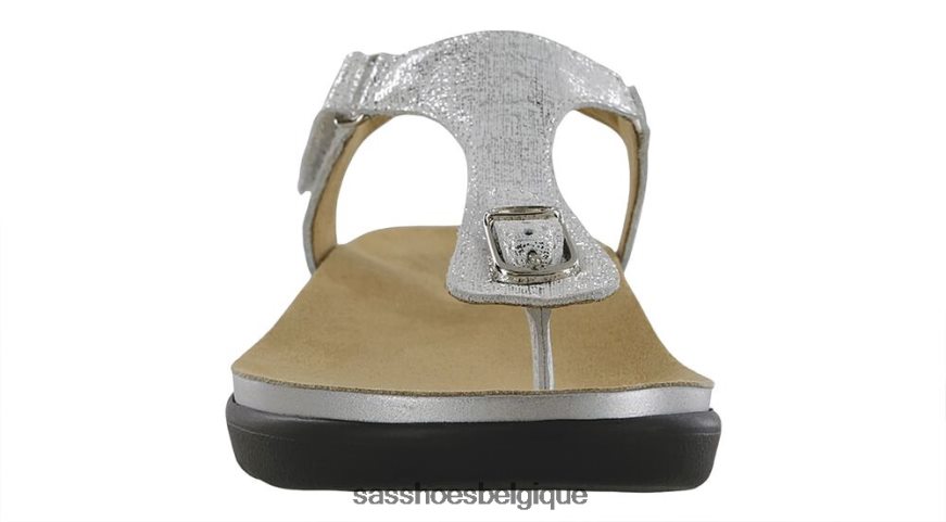 femmes polyvalent argent brillant SAS sandale à bride en T Marina VF6ZVJ144