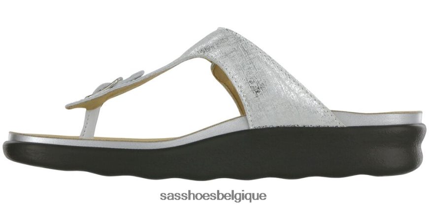 femmes polyvalent argent brillant SAS sandales à bride en T Sanibel VF6ZVJ32