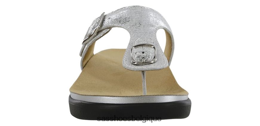 femmes polyvalent argent brillant SAS sandales à bride en T Sanibel VF6ZVJ32