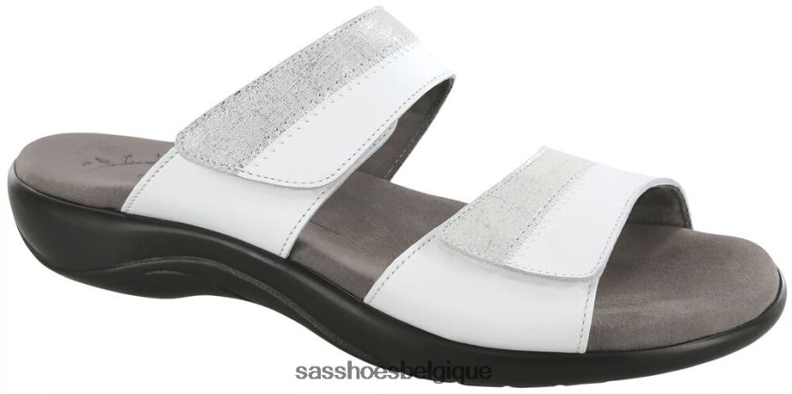 femmes polyvalent blanc/argent SAS sandale en cuir nudu slide VF6ZVJ133