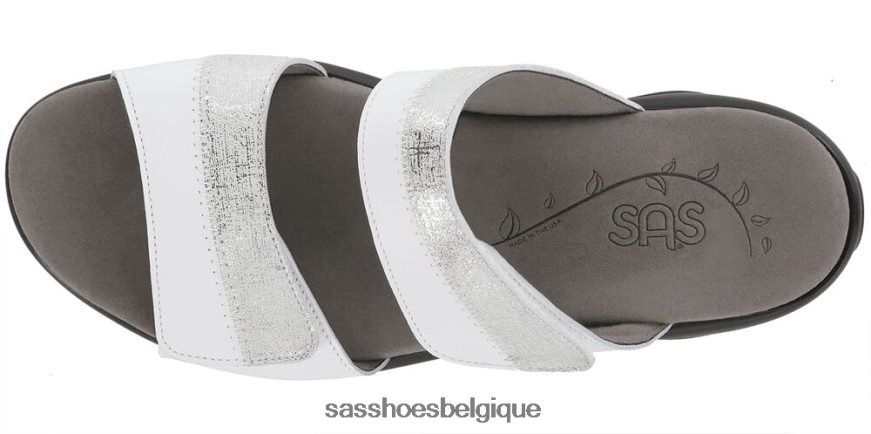 femmes polyvalent blanc/argent SAS sandale en cuir nudu slide VF6ZVJ133