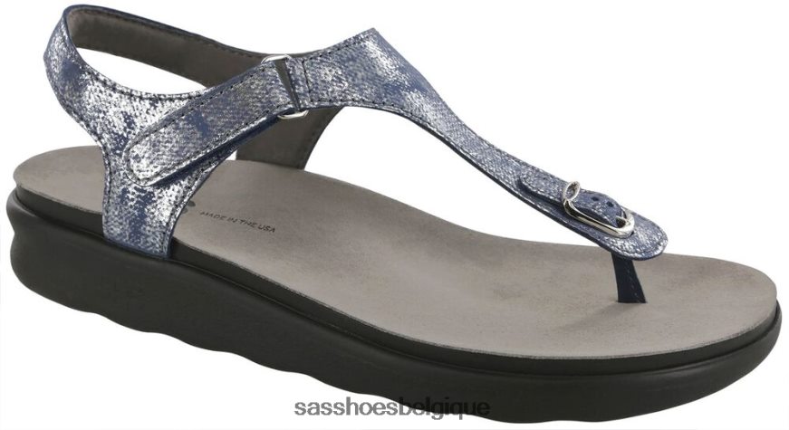 femmes polyvalent bleu argenté SAS sandale à bride en T Marina VF6ZVJ143