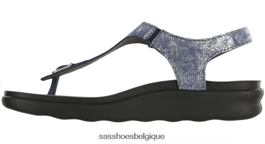 femmes polyvalent bleu argenté SAS sandale à bride en T Marina VF6ZVJ143