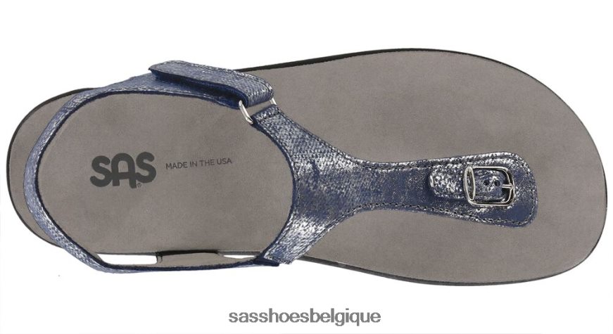 femmes polyvalent bleu argenté SAS sandale à bride en T Marina VF6ZVJ143