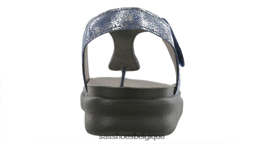 femmes polyvalent bleu argenté SAS sandale à bride en T Marina VF6ZVJ143
