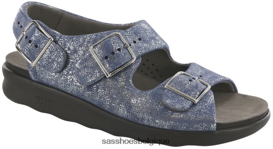 femmes polyvalent bleu argenté SAS sandale décontractée à bride au talon VF6ZVJ118