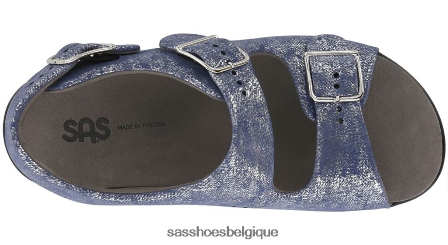 femmes polyvalent bleu argenté SAS sandale décontractée à bride au talon VF6ZVJ118
