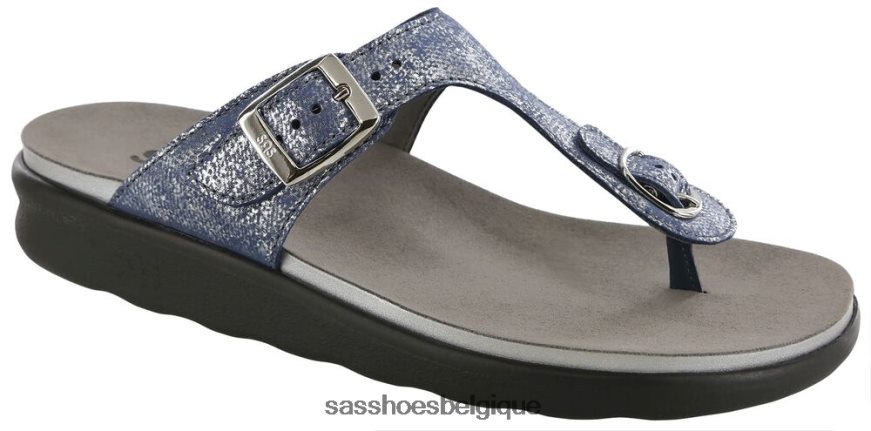 femmes polyvalent bleu argenté SAS sandales à bride en T Sanibel VF6ZVJ33