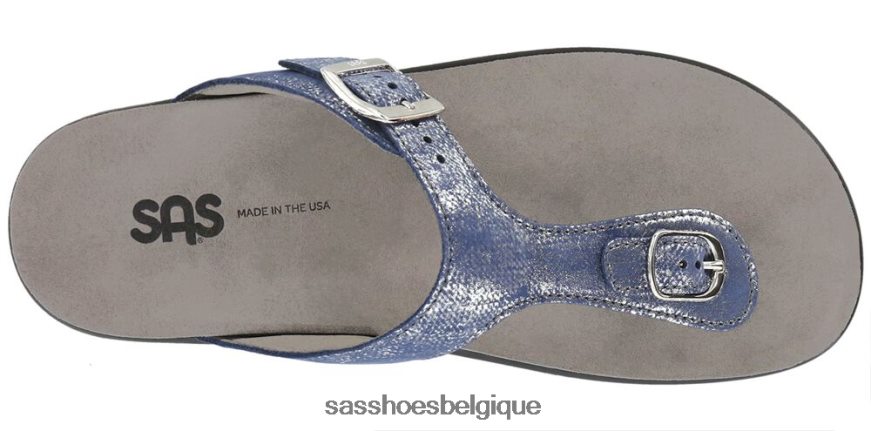 femmes polyvalent bleu argenté SAS sandales à bride en T Sanibel VF6ZVJ33
