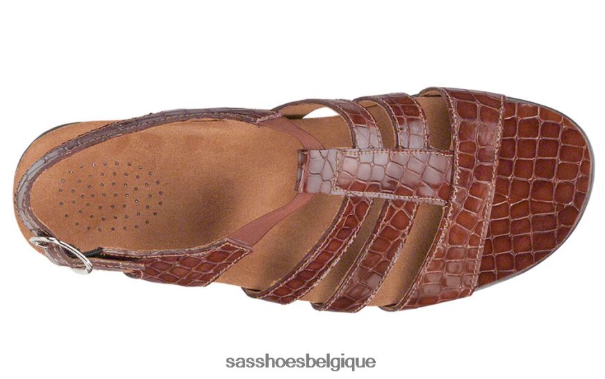 femmes polyvalent croco cognac SAS sandale à bride talon allegro VF6ZVJ123