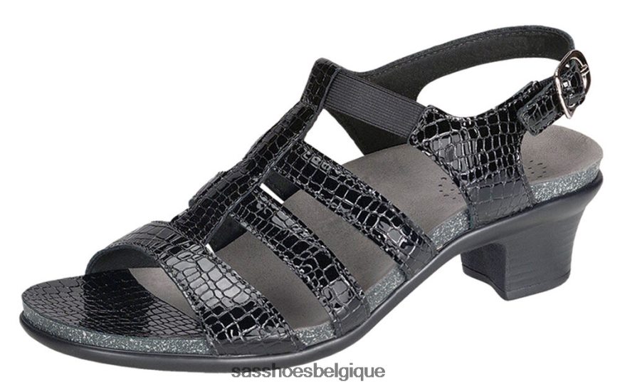 femmes polyvalent croco noir SAS sandale à bride talon allegro VF6ZVJ122