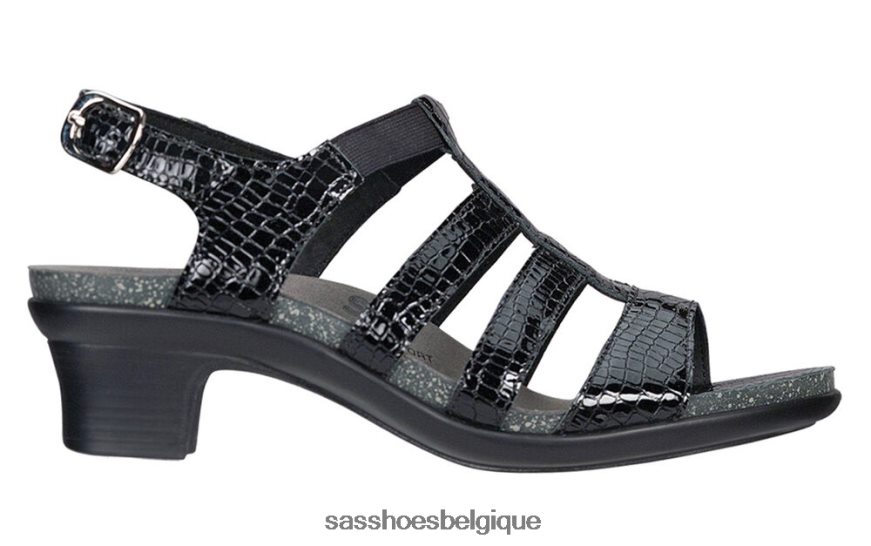 femmes polyvalent croco noir SAS sandale à bride talon allegro VF6ZVJ122