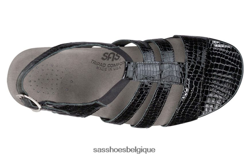 femmes polyvalent croco noir SAS sandale à bride talon allegro VF6ZVJ122