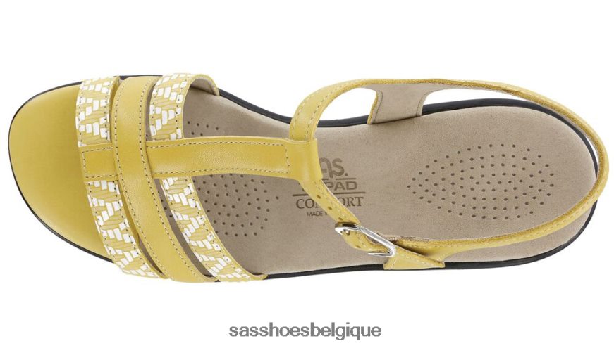 femmes polyvalent jaune/chevrons SAS sandale capri à bride en T VF6ZVJ148