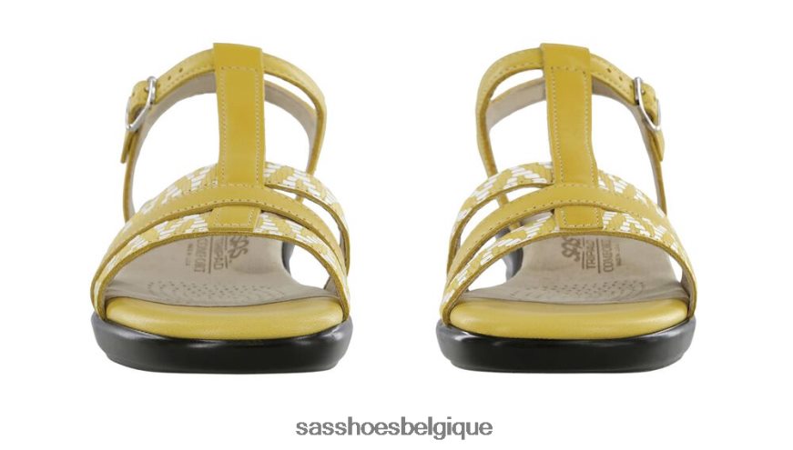 femmes polyvalent jaune/chevrons SAS sandale capri à bride en T VF6ZVJ148
