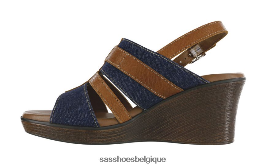 femmes polyvalent jean bleu SAS sandale compensée à bride en T layla VF6ZVJ160