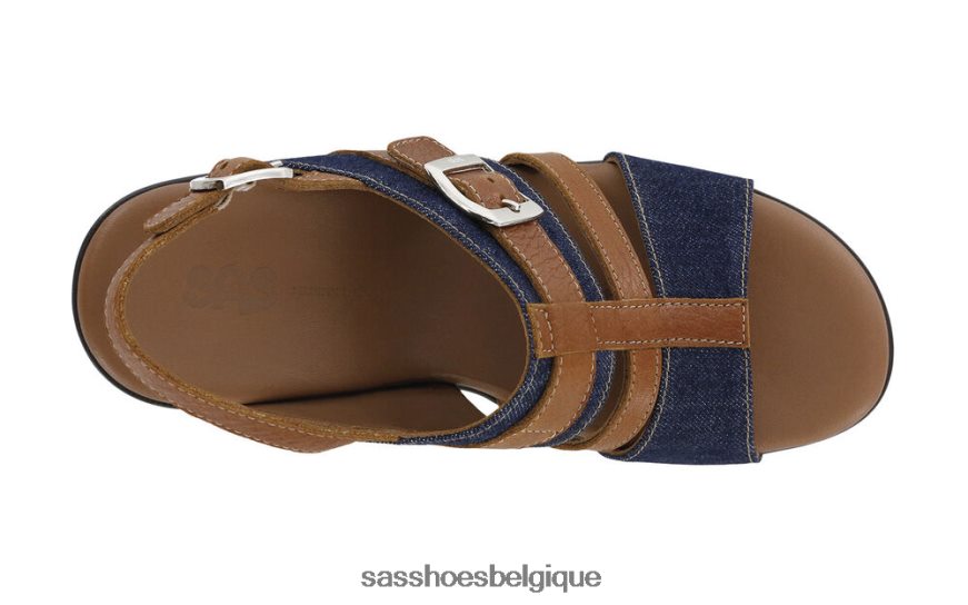 femmes polyvalent jean bleu SAS sandale compensée à bride en T layla VF6ZVJ160