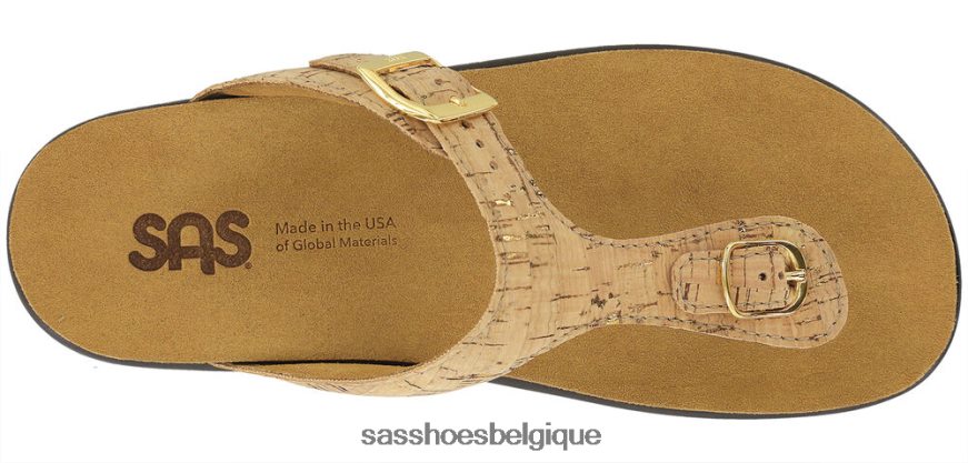 femmes polyvalent liège doré SAS sandales à bride en T Sanibel VF6ZVJ27