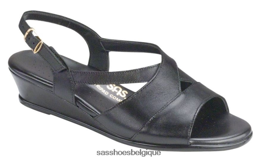 femmes polyvalent noir SAS sandale compensée caress à brides croisées VF6ZVJ173