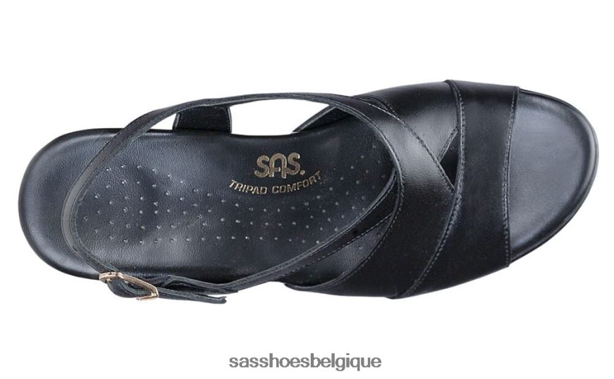 femmes polyvalent noir SAS sandale compensée caress à brides croisées VF6ZVJ173