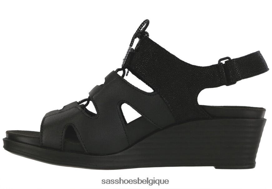 femmes polyvalent noir/brillant SAS sandale compensée à lacets sedona VF6ZVJ429