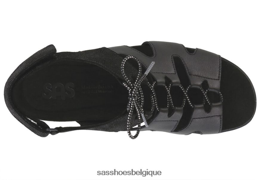 femmes polyvalent noir/brillant SAS sandale compensée à lacets sedona VF6ZVJ429