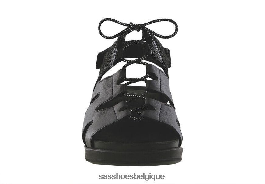 femmes polyvalent noir/brillant SAS sandale compensée à lacets sedona VF6ZVJ429