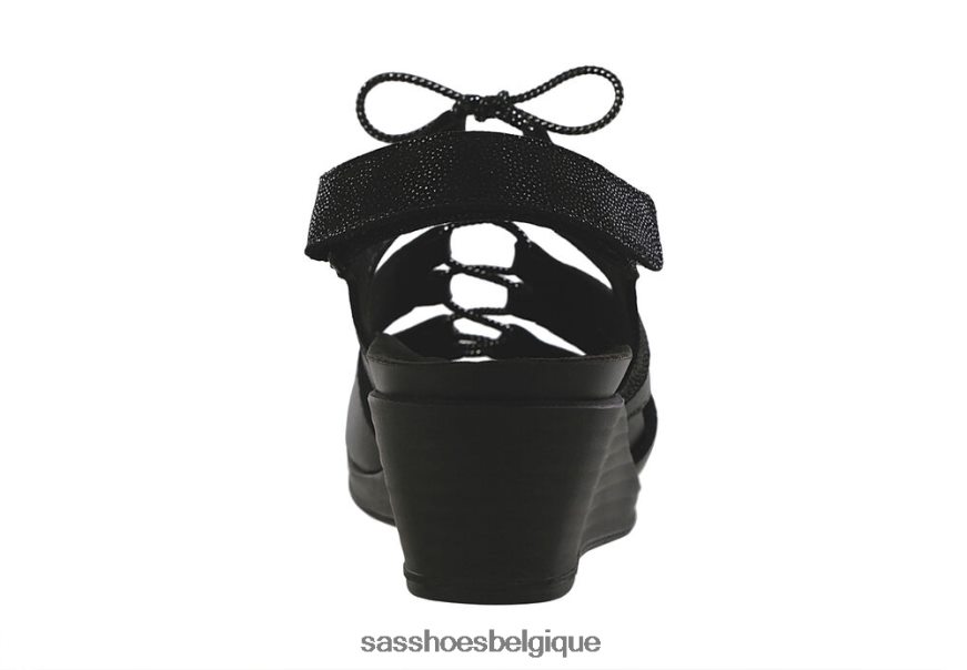 femmes polyvalent noir/brillant SAS sandale compensée à lacets sedona VF6ZVJ429