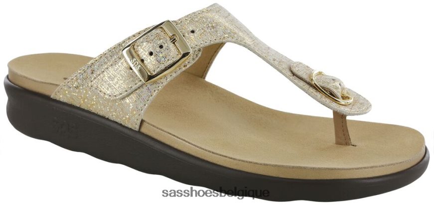 femmes polyvalent or brillant SAS sandales à bride en T Sanibel VF6ZVJ31