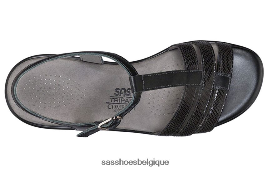 femmes polyvalent serpent noir SAS sandale capri à bride en T VF6ZVJ145