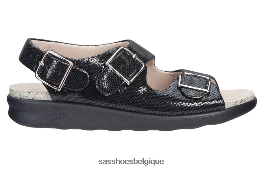 femmes polyvalent serpent noir SAS sandale décontractée à bride au talon VF6ZVJ114