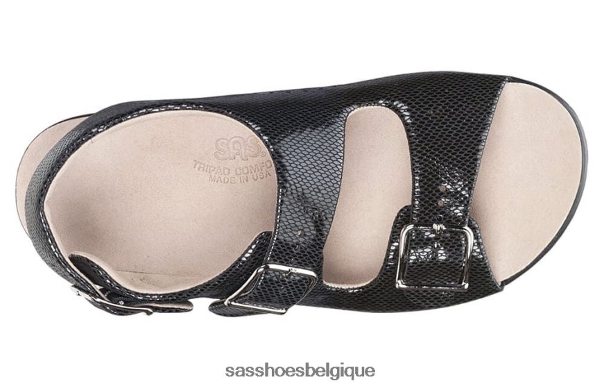 femmes polyvalent serpent noir SAS sandale décontractée à bride au talon VF6ZVJ114