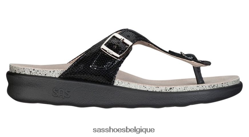 femmes polyvalent serpent noir SAS sandales à bride en T Sanibel VF6ZVJ30