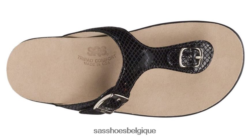 femmes polyvalent serpent noir SAS sandales à bride en T Sanibel VF6ZVJ30
