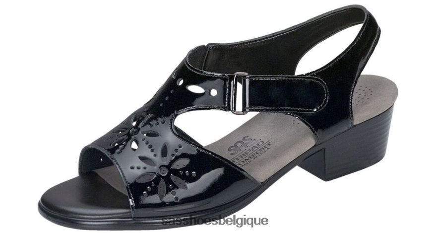femmes polyvalent vernis noir SAS sandale à bride talon sunburst VF6ZVJ106