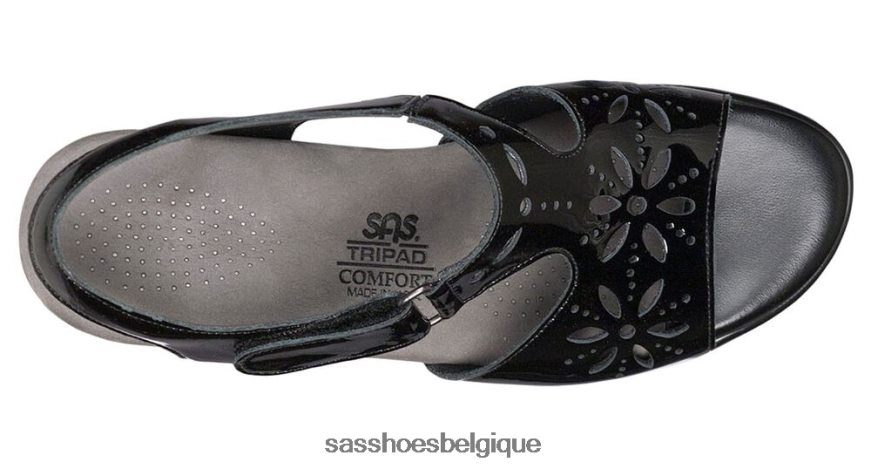 femmes polyvalent vernis noir SAS sandale à bride talon sunburst VF6ZVJ106