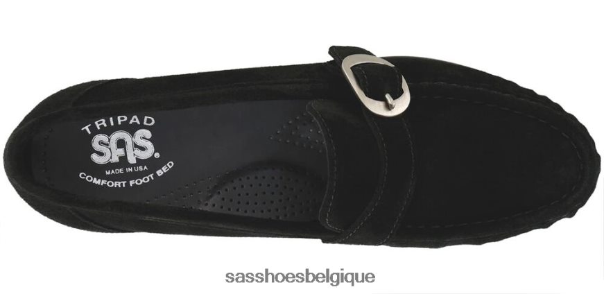 femmes polyvalent Suède noir SAS mocassins à enfiler lara VF6ZVJ242