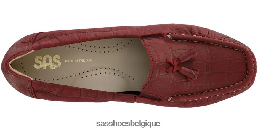 femmes polyvalent croco rouge SAS espoir glisser sur mocassins VF6ZVJ212