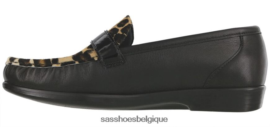 femmes polyvalent noir/léopard SAS mocassins à enfiler lara VF6ZVJ245
