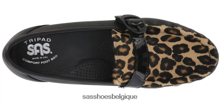 femmes polyvalent noir/léopard SAS mocassins à enfiler lara VF6ZVJ245