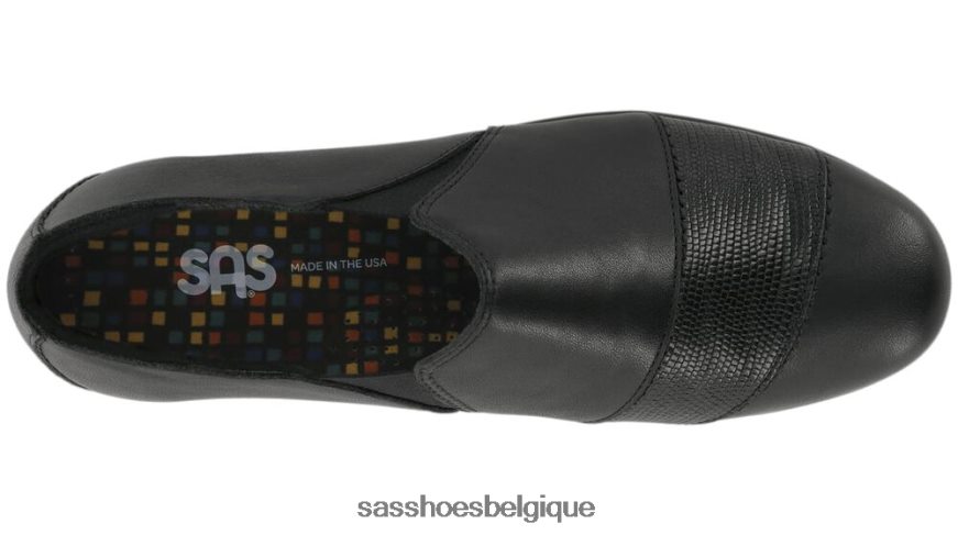 femmes polyvalent noir/lézard SAS mocassins à enfiler nora VF6ZVJ246