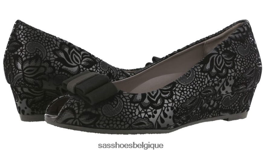 femmes inspiré fleuri noir SAS ava peep toe wedge VF6ZVJ402