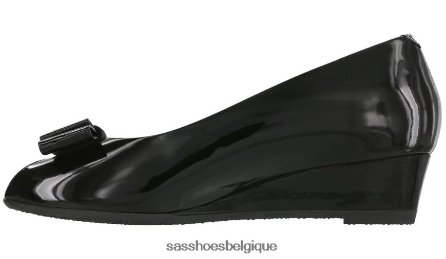 femmes inspiré vernis noir SAS ava peep toe wedge VF6ZVJ401